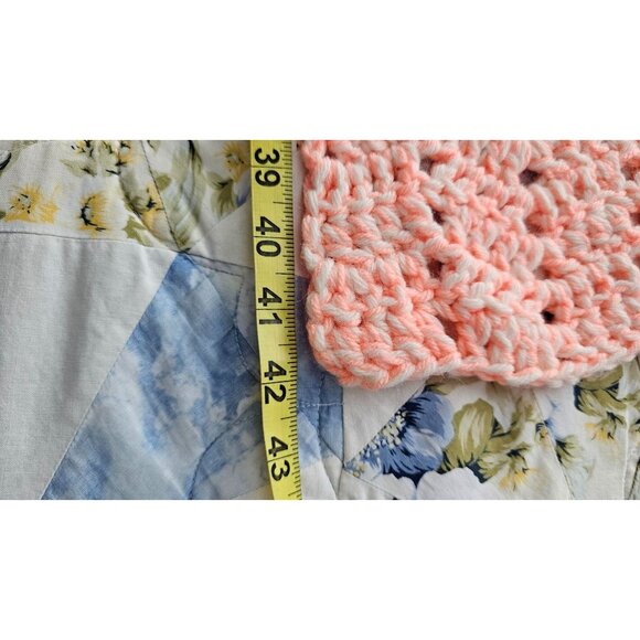 Handmade Peach/Pink Crochet Baby Blanket 40"x43" - Picture 5 of 5